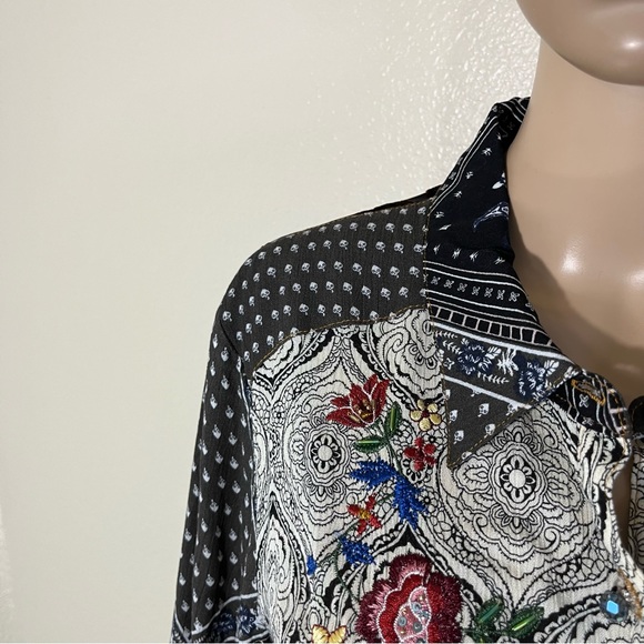 Aratta Silent Journey Little Secrets Shirt Embroidered BOHO Medium M - Picture 2 of 7